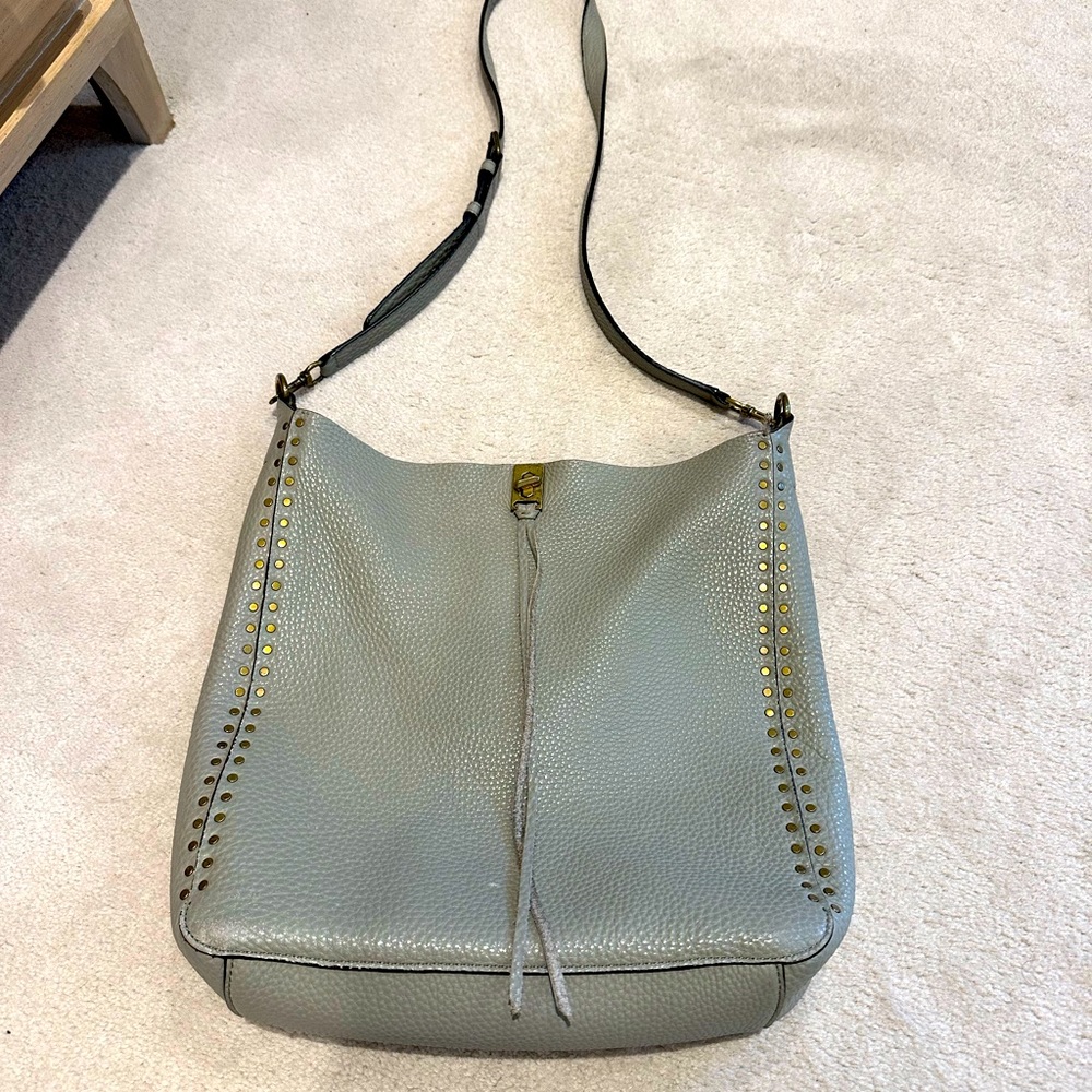 Rebecca Minkoff Designer Leather Grey Purse Beautiful Shoulder Bag with Studs